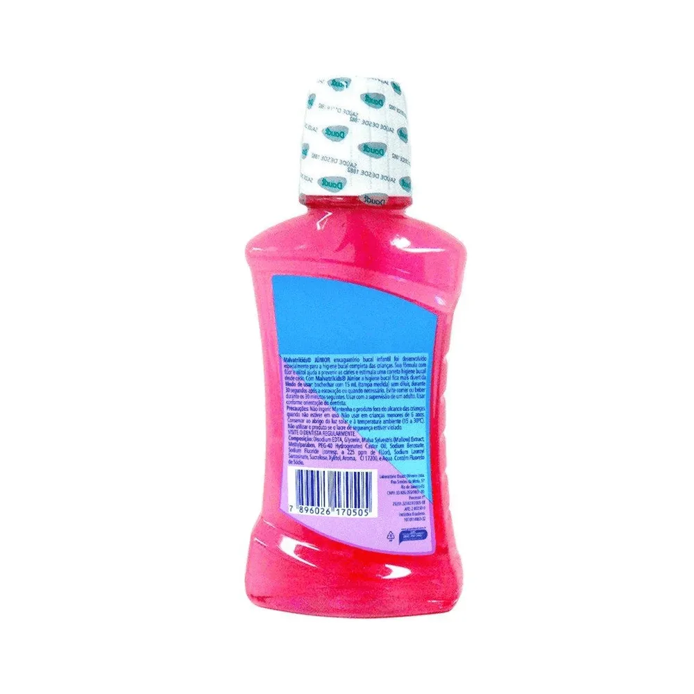 Enxaguante Bucal Infantil Malvatrikids Júnior Flúor Xilitol Zero Álcool Sabor Tutti Frutti 250ml