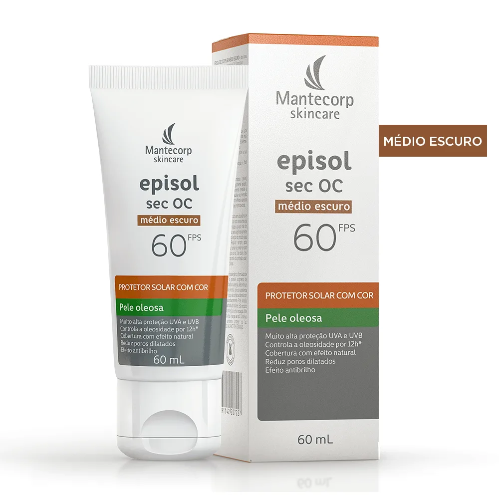 Protetor Solar Facial Episol Sec OC FPS60 Médio Escuro 60g