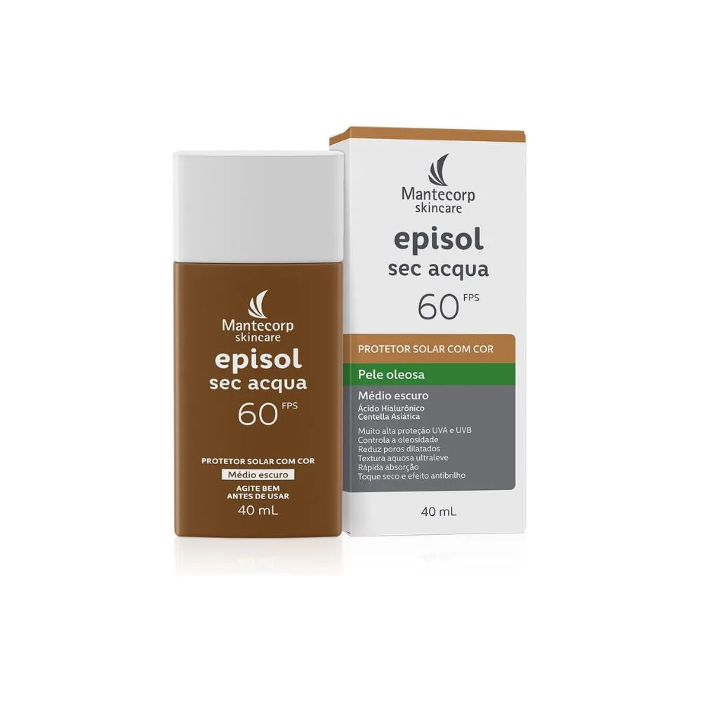 Protetor Solar Facial Episol Sec Acqua FPS60 Médio Escuro 40ml