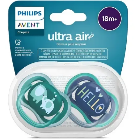 Chupeta Philips Avent Ultra Air +18 meses Silicone Azul 2 Unidades