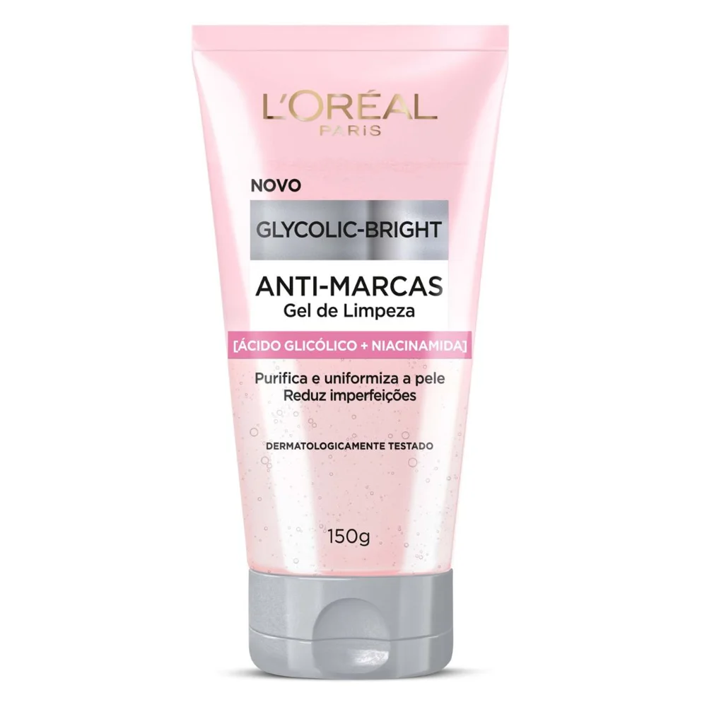 Gel de Limpeza Facial L’Oréal Paris Glycolic Bright Antimarcas com Ácido Glicólico e Niacinamida 150g