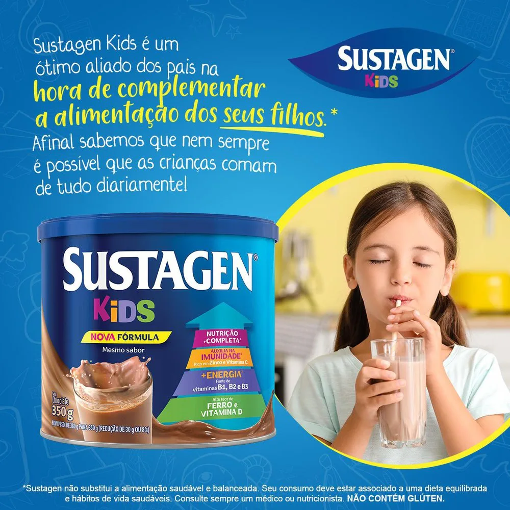 Complemento Alimentar Infantil Sustagen Kids Sabor Chocolate 350g