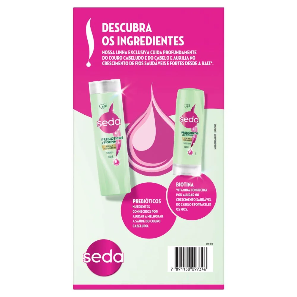 Kit Shampoo Seda Força e Crescimento 300ml 1 Unidade + Condicionador Seda Força e Crescimento 190ml 1 Unidade