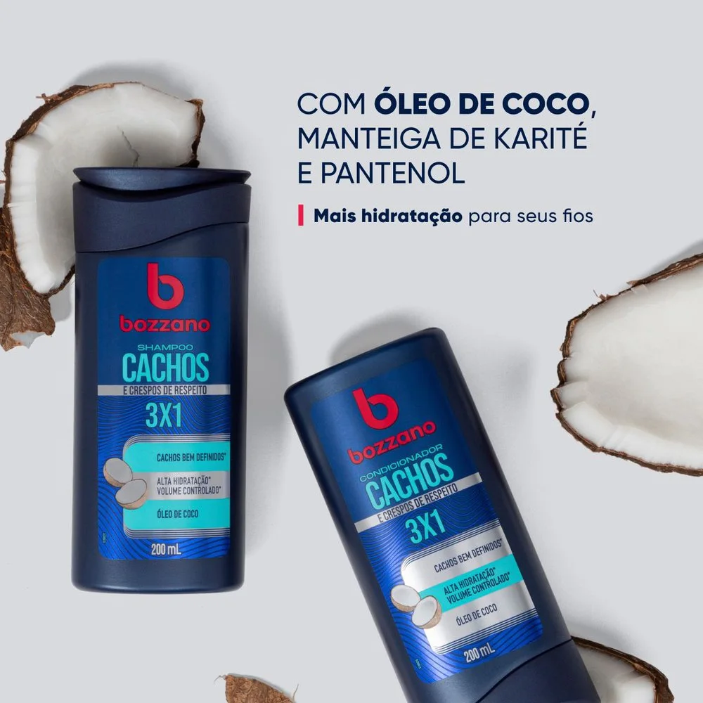 Condicionador Bozzano Cachos 3 x 1 Óleo de Coco 200ml