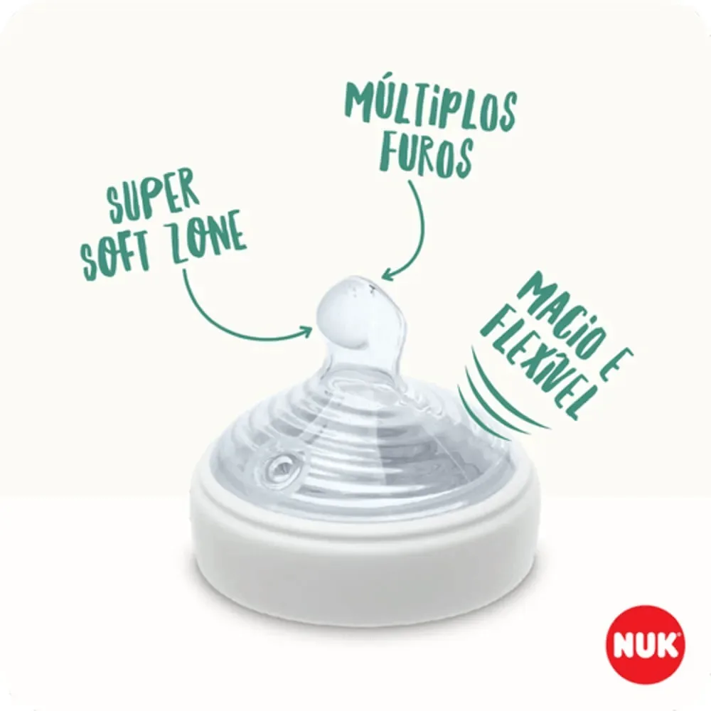 Bico para Mamadeira NUK Essence Smart Flow +6 meses Anticólica Fluxo Médio Silicone 2 Unidades
