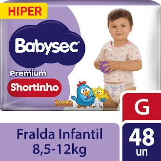 Fralda Babysec Premium Shortinho Galinha Pintadinha G 48 Unidades