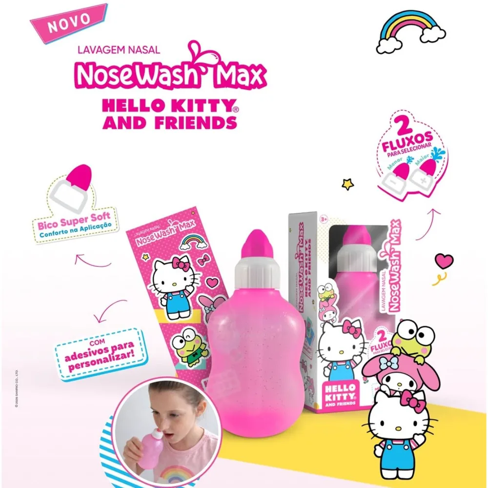 Dispositivo De Lavagem Nasal Nose Wash Max Infantil Hello Kitty 240 Ml