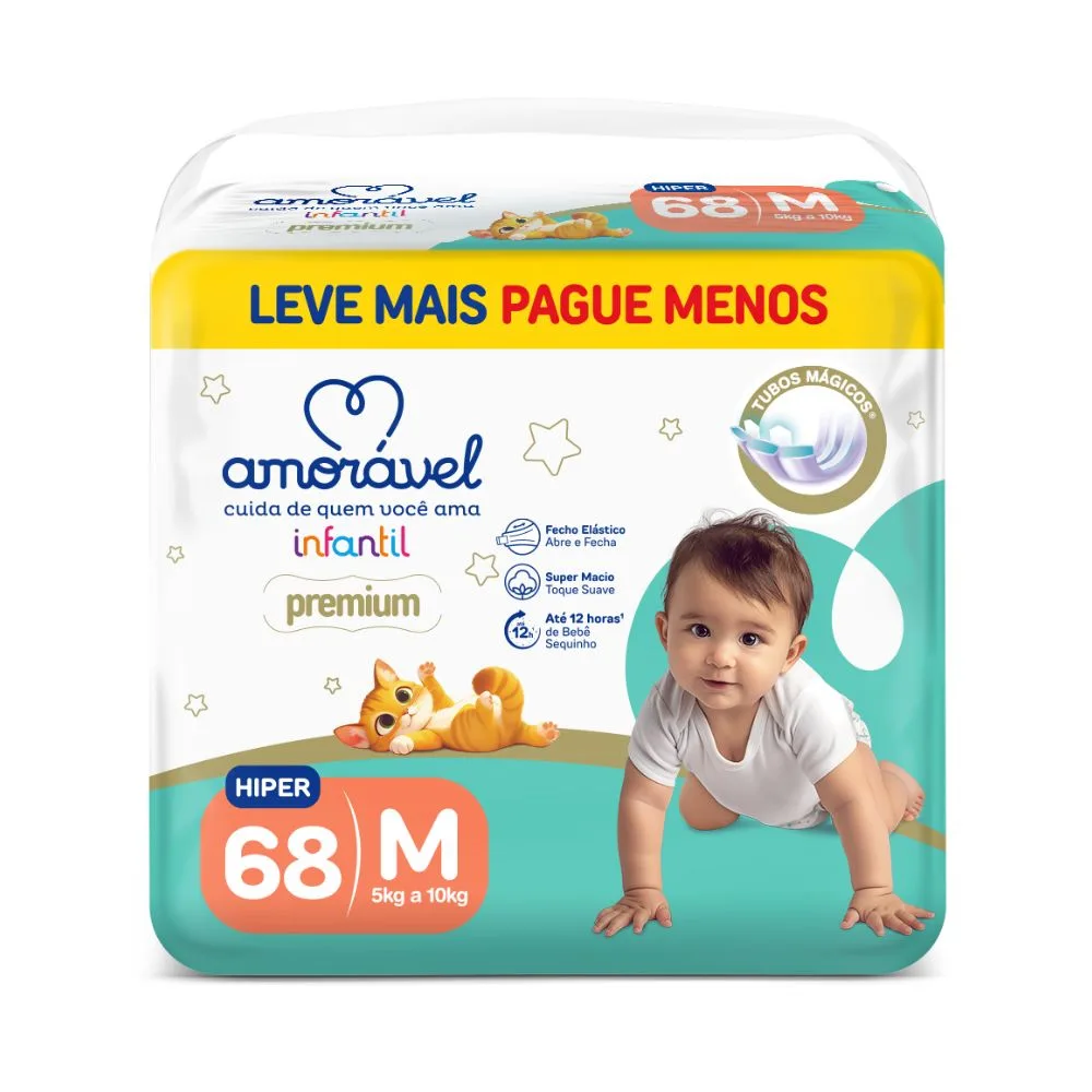 Fralda Amorável Premium M 68 Unidades