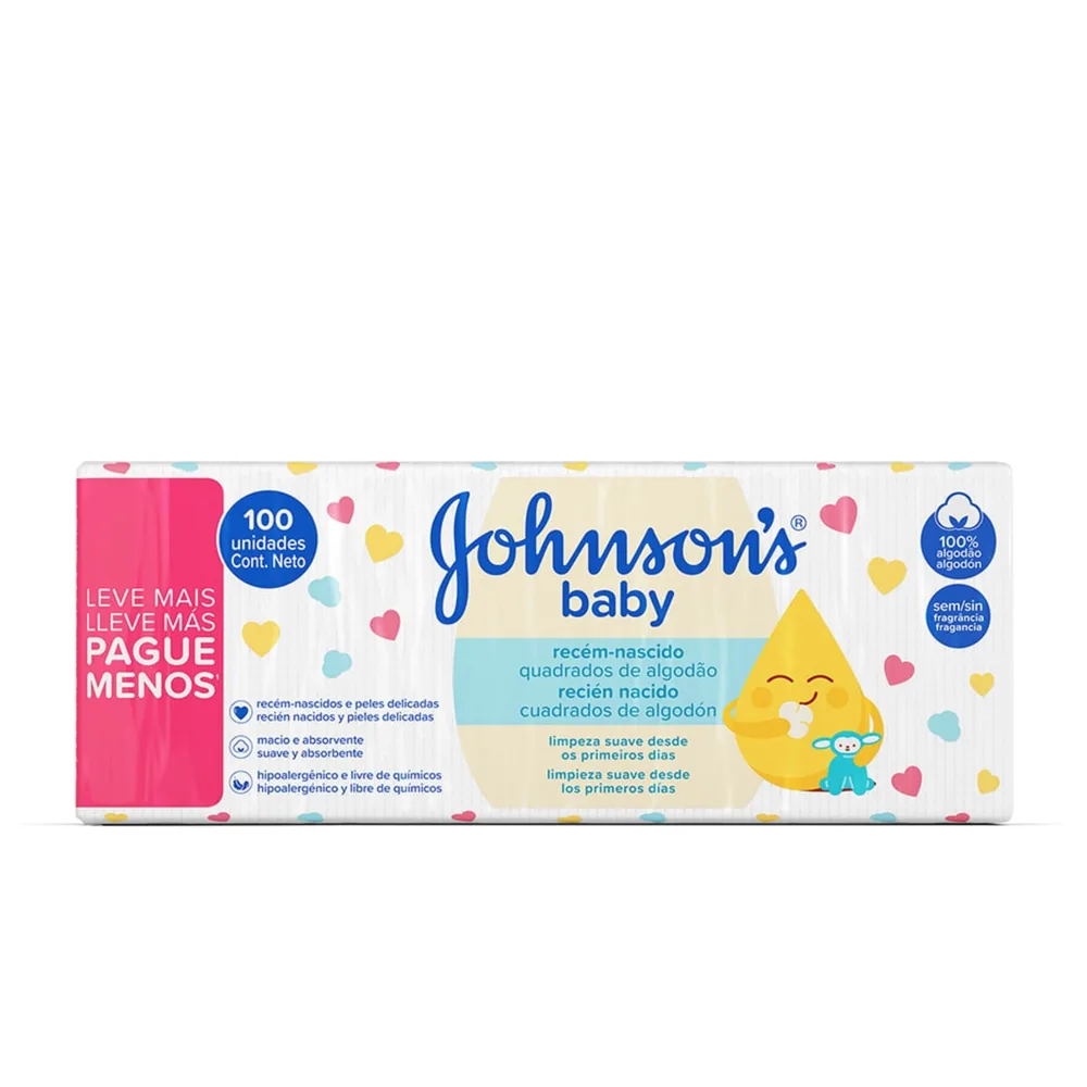 Algodão Quadrado Sem Perfume Johnsons Baby 100 Unidades Leve Mais Pague Menos