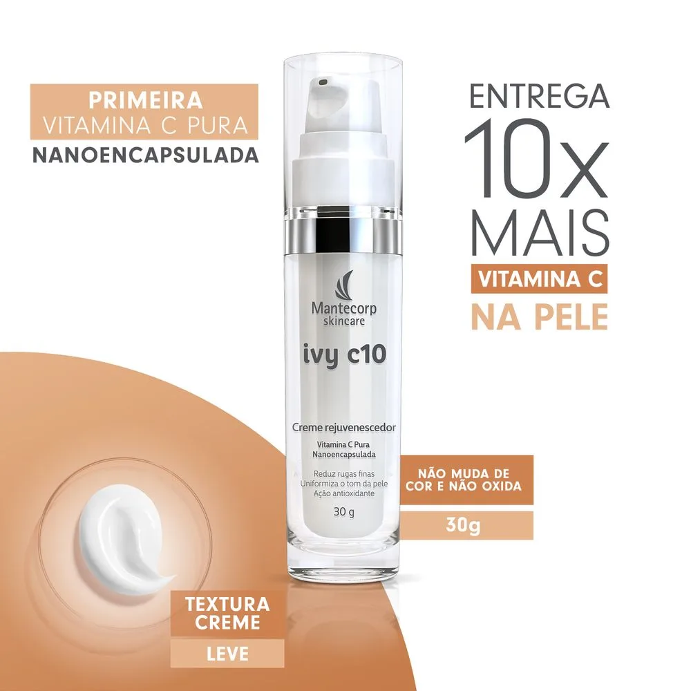 Creme Rejuvenescedor Mantecorp Ivy C10 Vitamina C Pura  30g