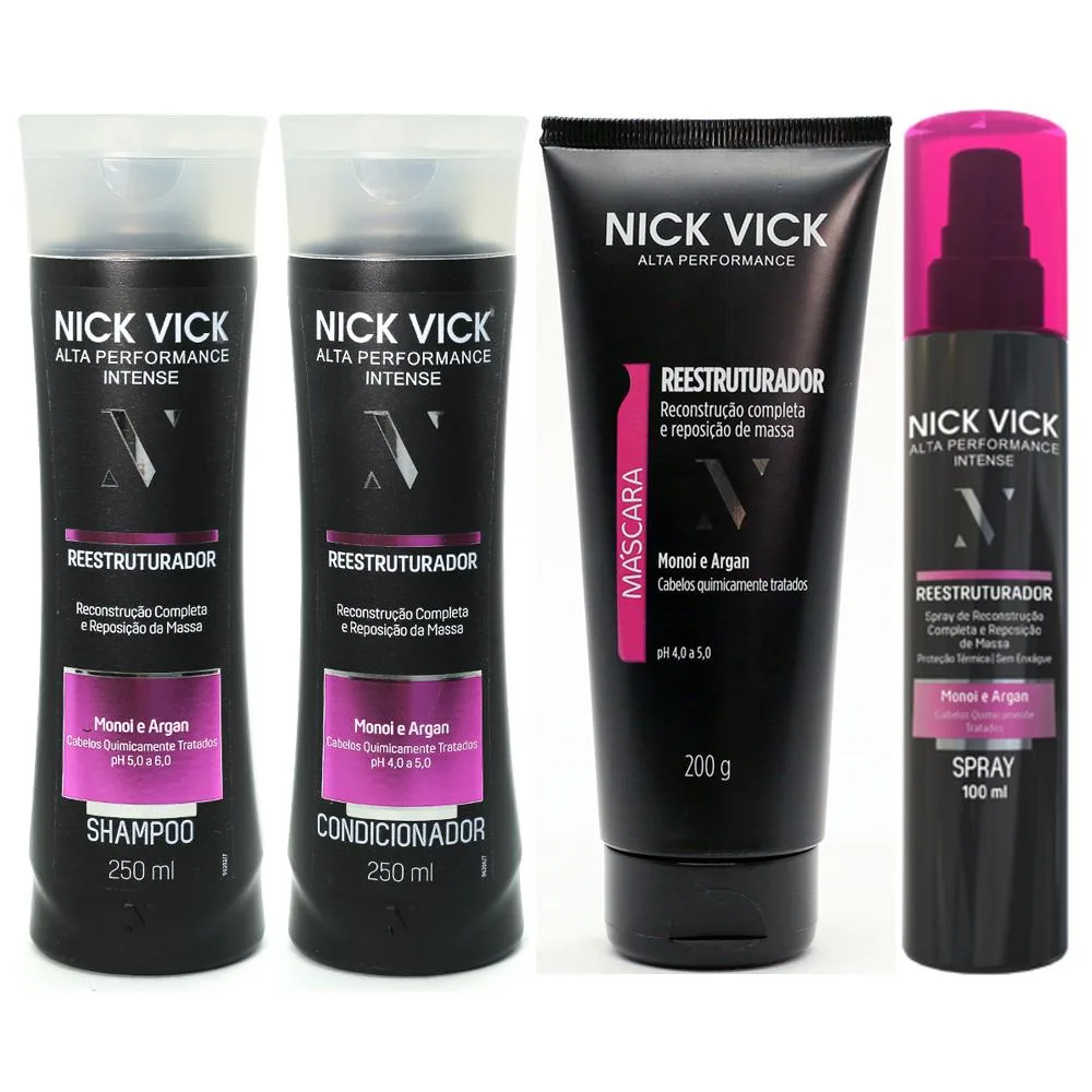 Nick Vick Reestruturador - Shampoo - Condicionador - Máscara - Spray
