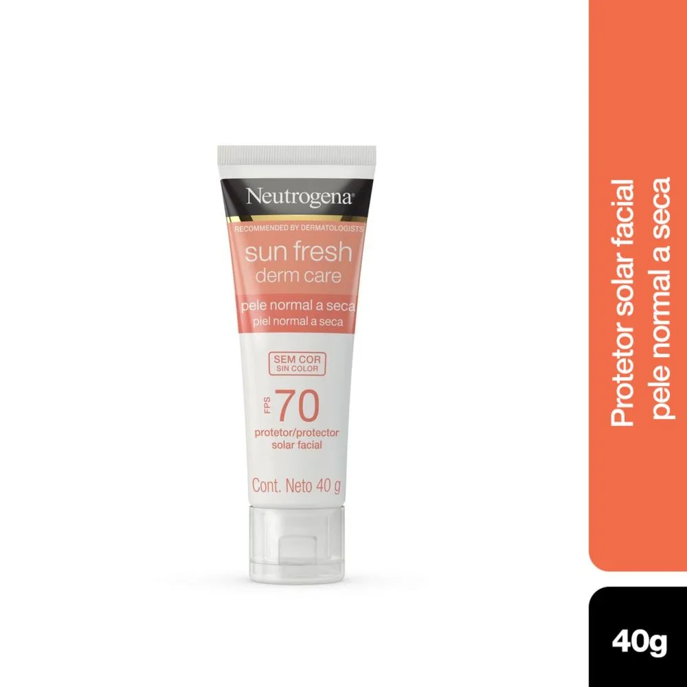 Protetor Solar Facial Neutrogena Sun Fresh Derm Care FPS70 Pele Normal a Seca Sem Cor 40g