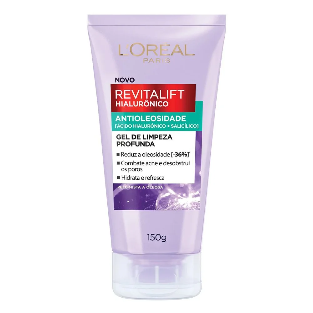 Gel de Limpeza Facial L'Oréal Paris Revitalift Hialurônico Antioleosidade com Ácido Salicílico 150g