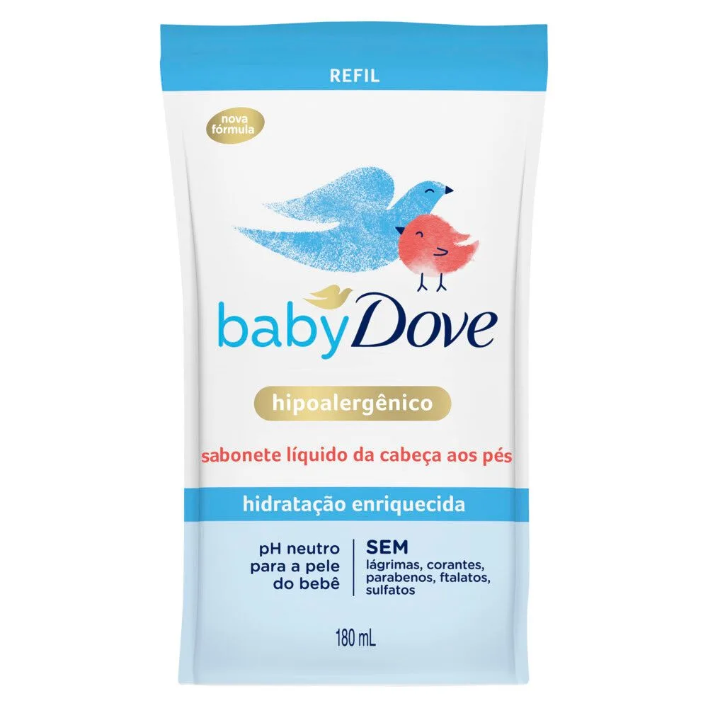 Sabonete Líquido Infantil Baby Dove Hidratação Enriquecida Refil 180ml