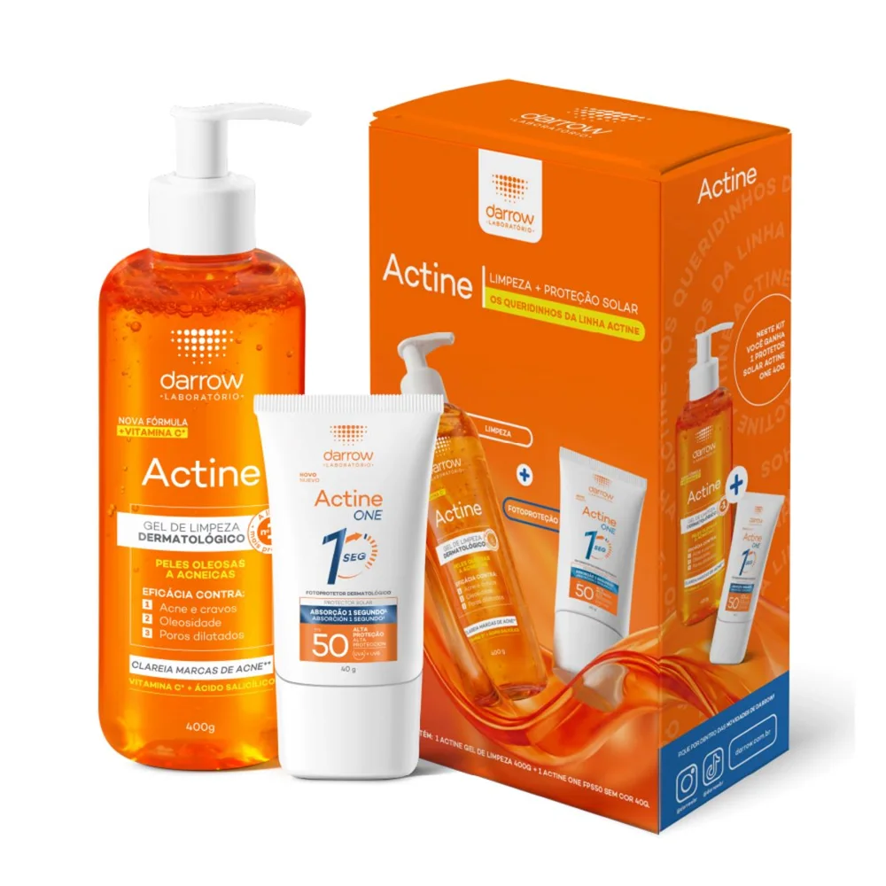 Kit Actine Gel De Limpeza 400g + Protetor Solar Facial Fps50 40g