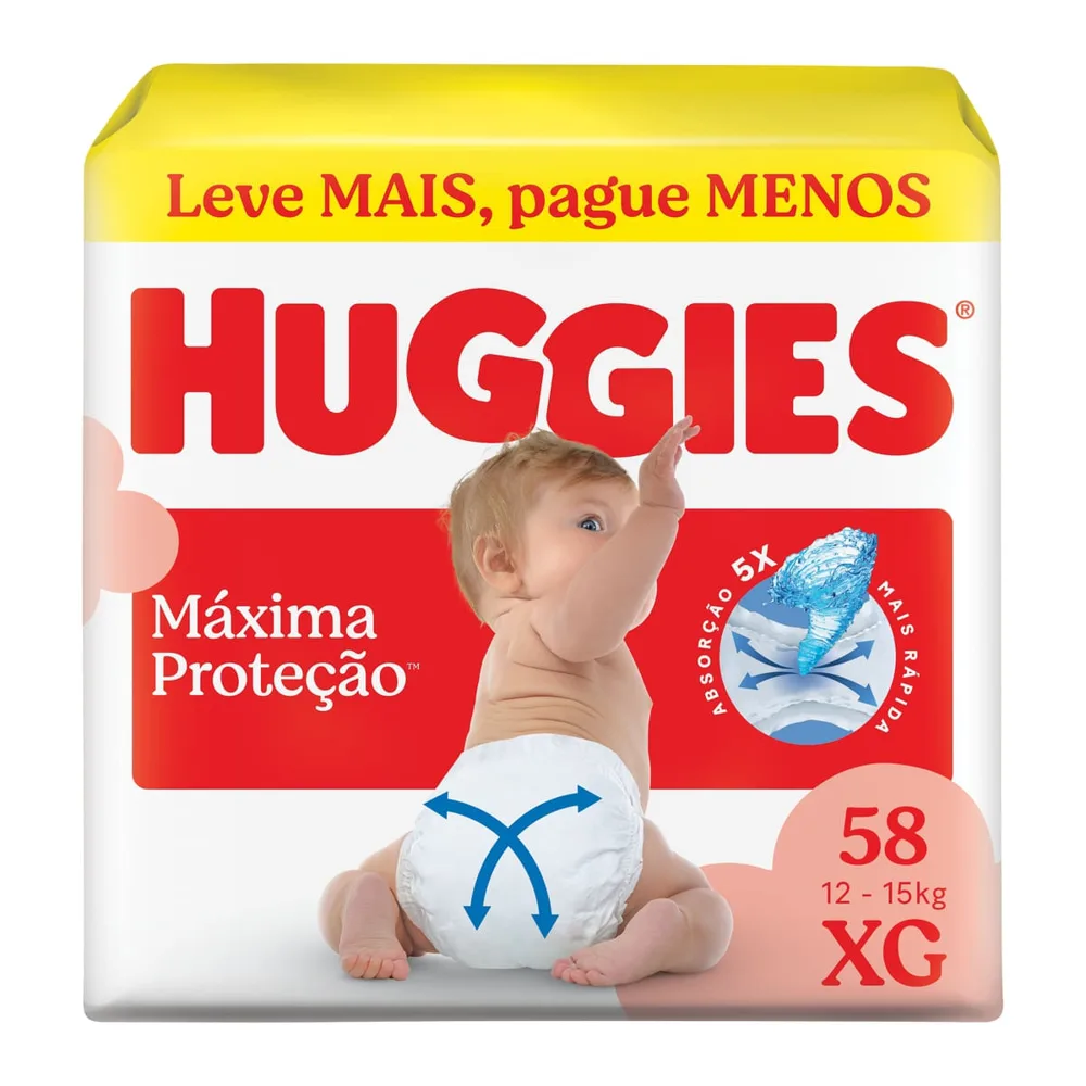 Fralda Huggies Máxima Proteção XG 58 Unidades