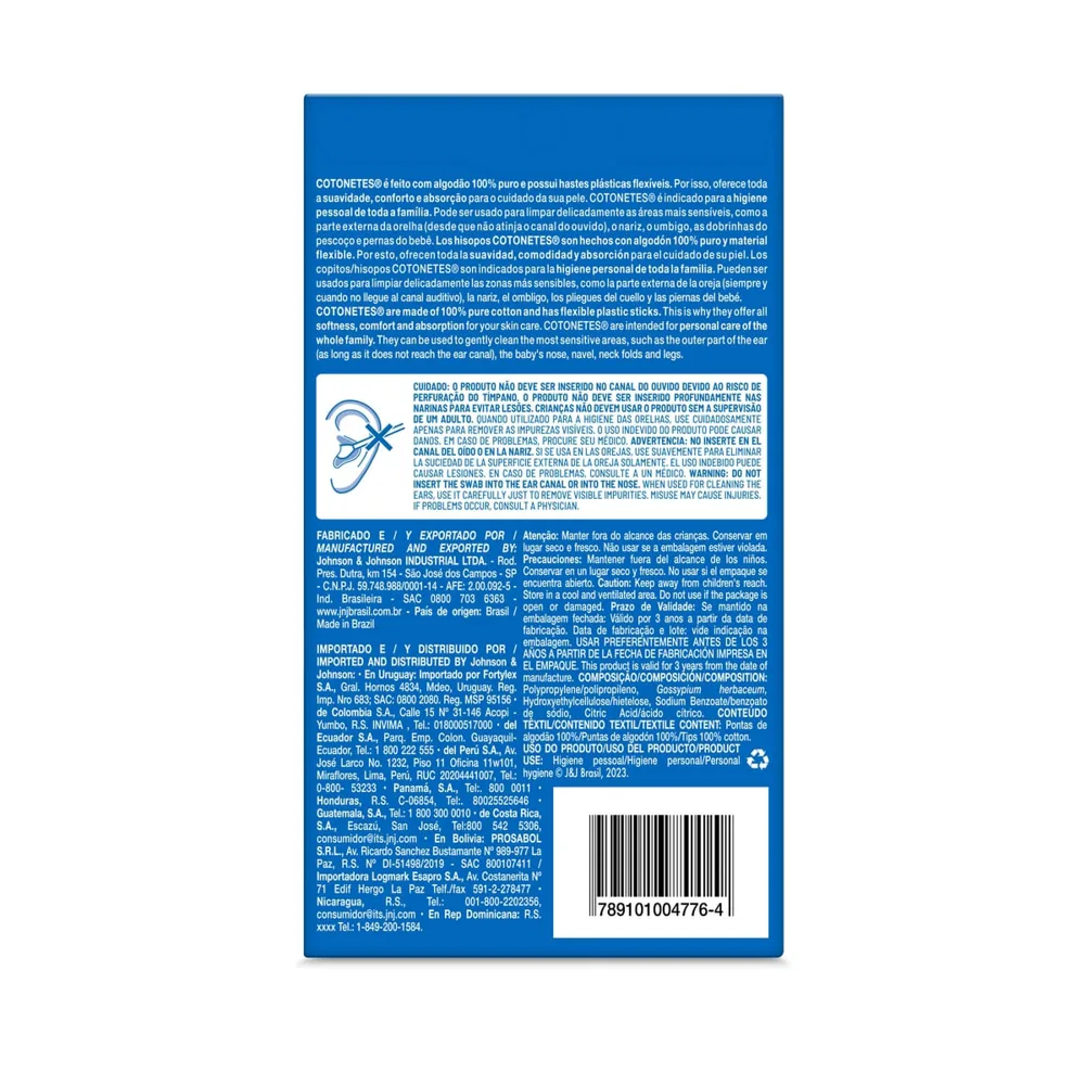 Hastes Flexíveis Cotonetes Johnson & Johnson 300 Unidades