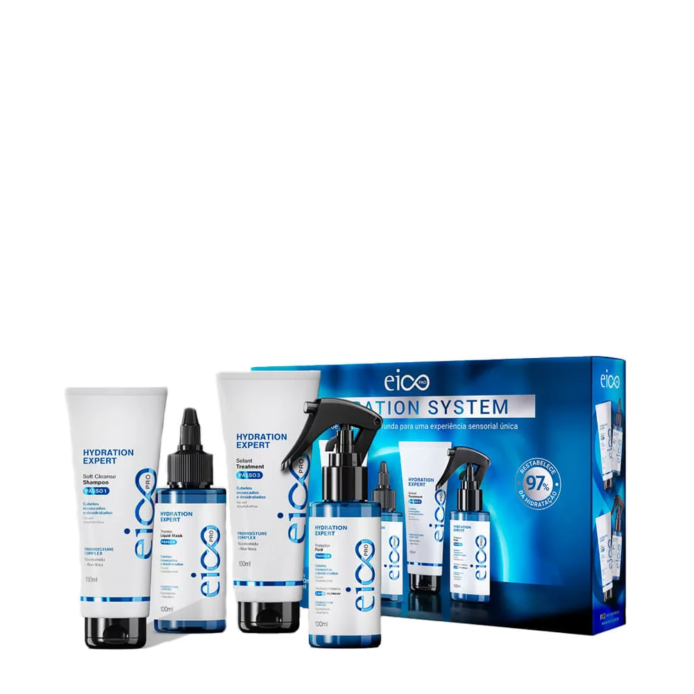 Kit Eico Pro Hydration System - Shampoo 100ml + Cond. 100ml + Mas. Líquida 100ml + Protetor térmico 100ml