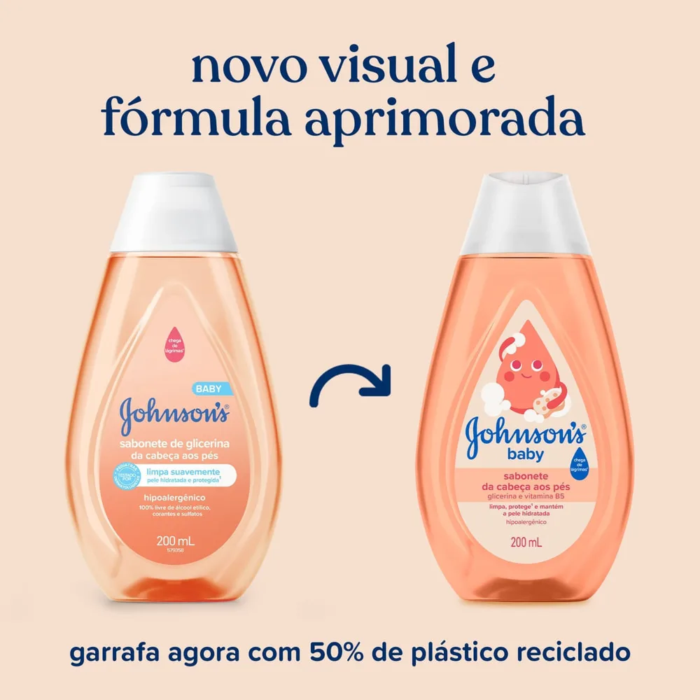 Sabonete Líquido Infantil Johnson's Baby Glicerina da Cabeça aos Pés 200ml