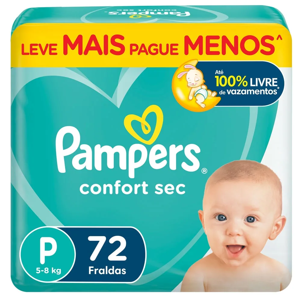 Fralda Pampers Confort Sec P 72 Unidades