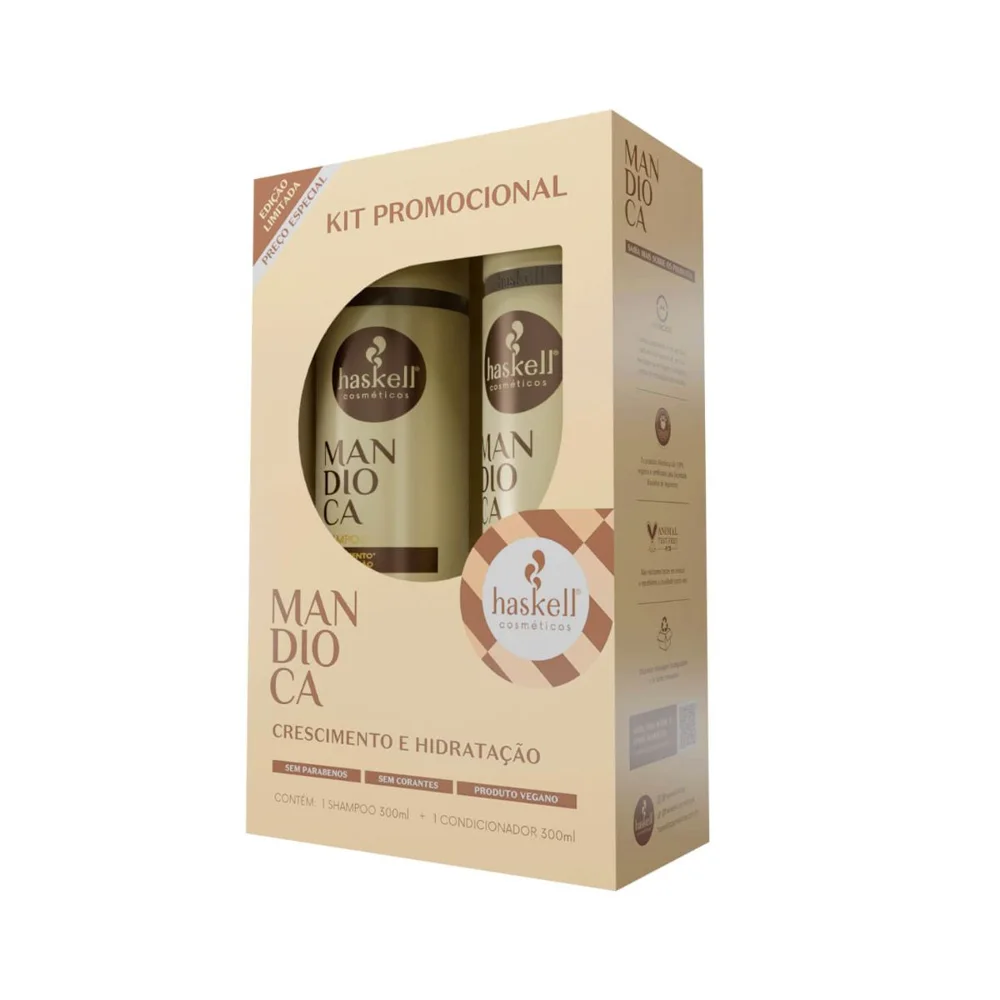 Kit Haskell Mandioca Cabelos Fracos E Opacos Shampoo 300ml + Condicionador 300ml