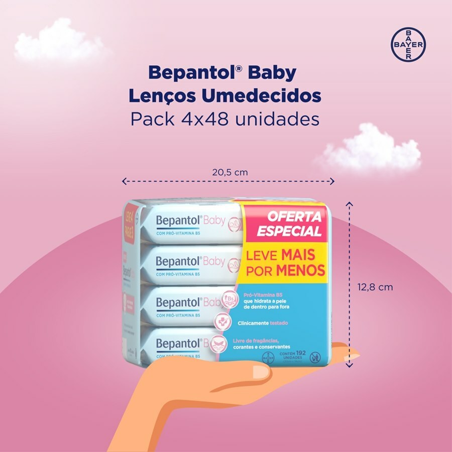 Bepantol Baby Lenços Umedecidos Hipoalergênico Com Pró Vitamina B5 - 192 Unidades Leve Mais E Pague Menos