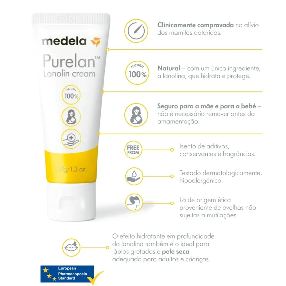 Creme para Mamilos Purelan Lanolina Pura 37g