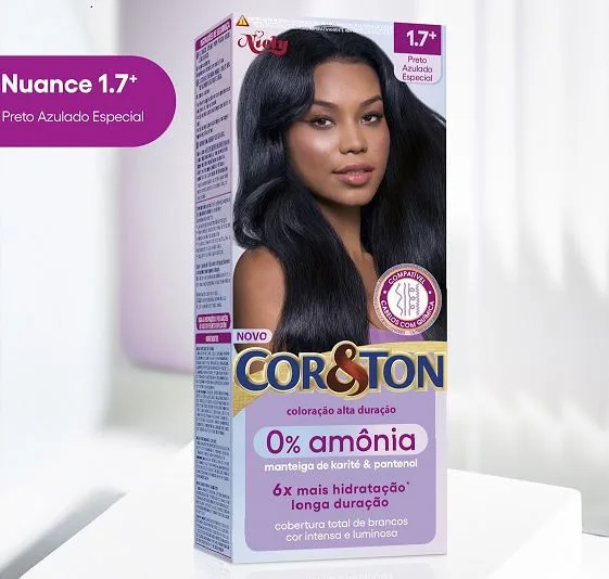 Tintura Cor&Ton Niely 0% Amônia 1.7+ Preto Azulado Especial