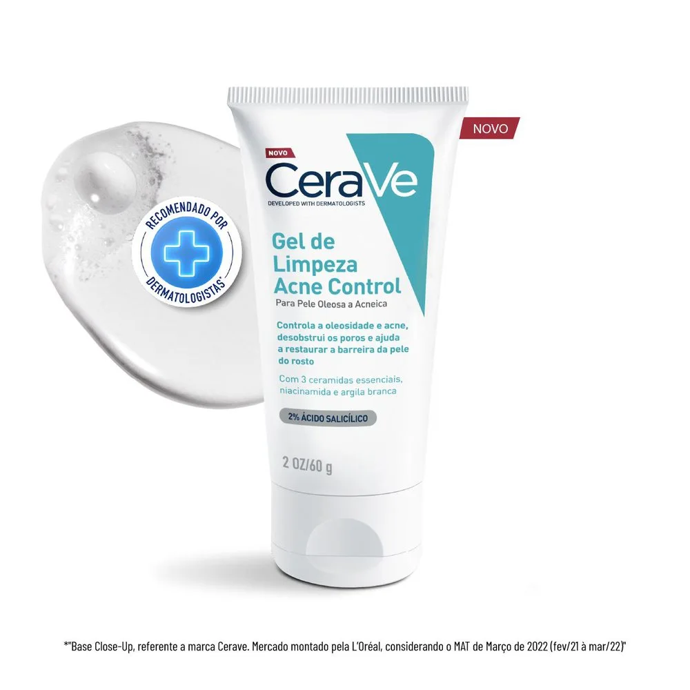 Gel de Limpeza Facial CeraVe Acne Control com Ácido Salicílico 60g