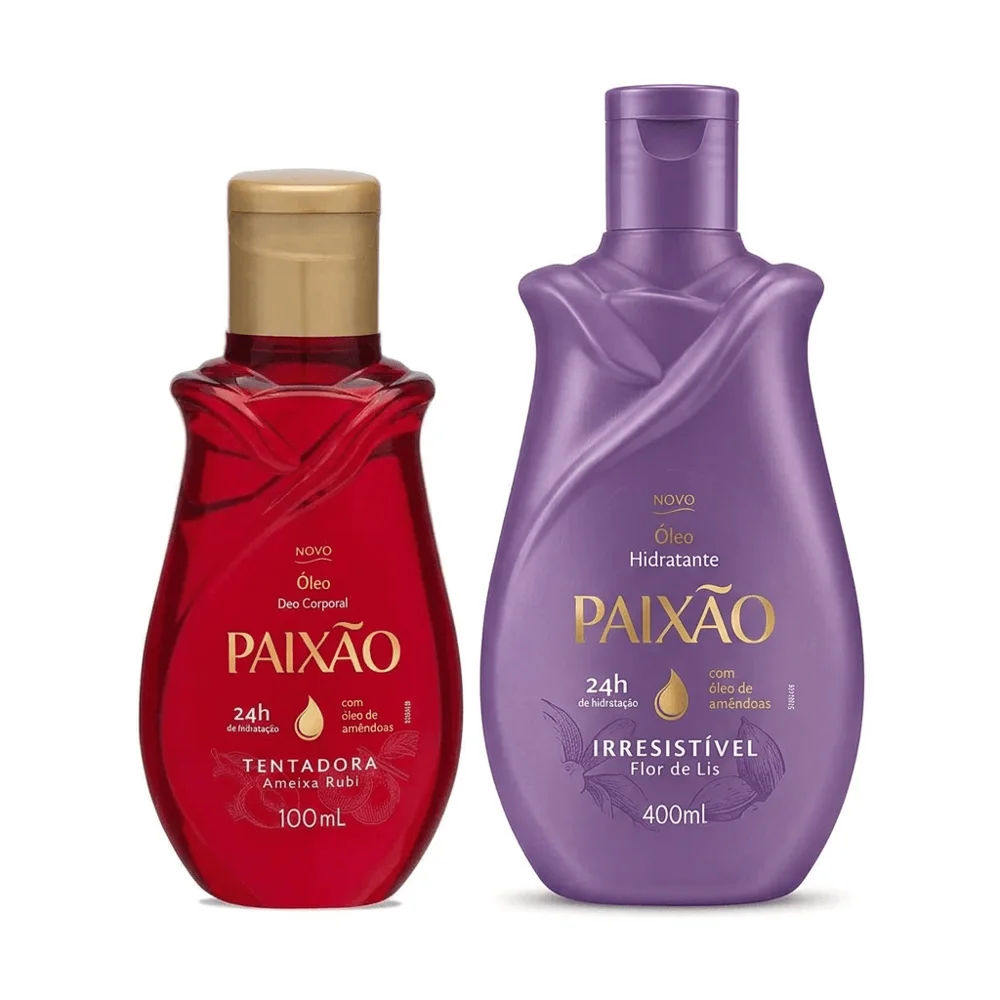 Kit Paixão Hidratação Corporal Hidratante Irresistível 400ml + Óleo Corporal Tentadora Ameixa Rubi 100ml