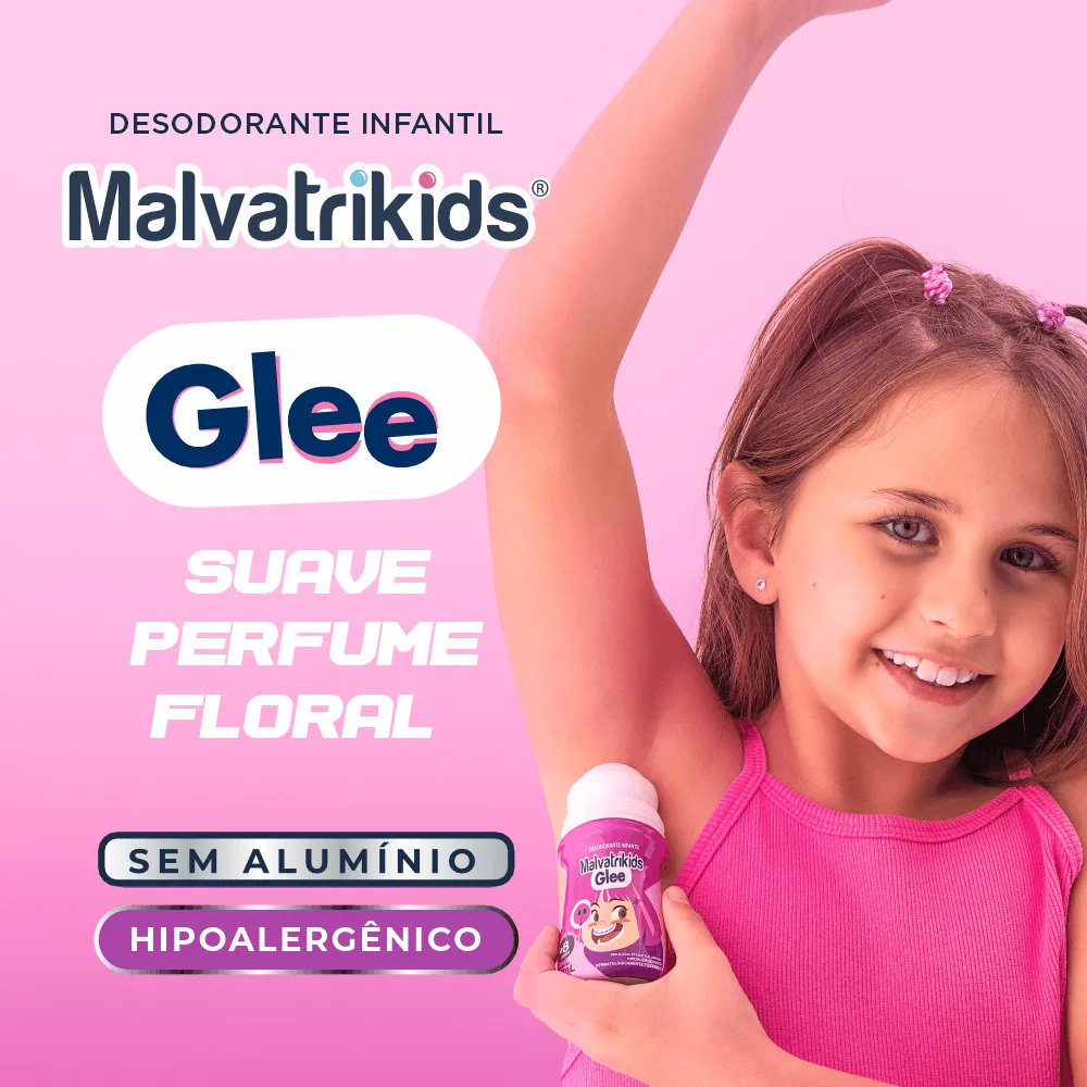 Desodorante Infantil Malvatrikids Glee +8 anos Fragrância Suave Roll On 65ml