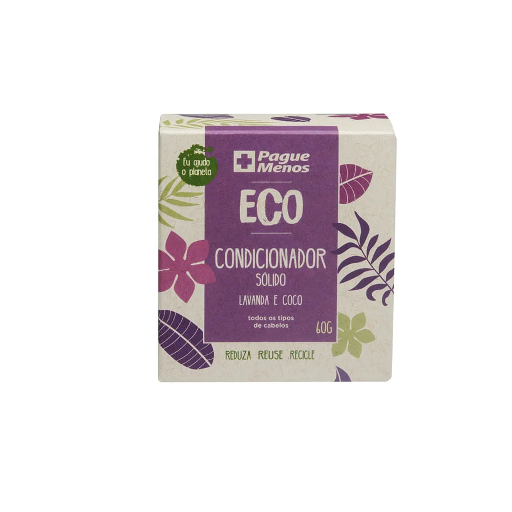 Condicionador Pmenos Eco Solido Todos Tipos De Cabelo Lavanda E Coco 60g