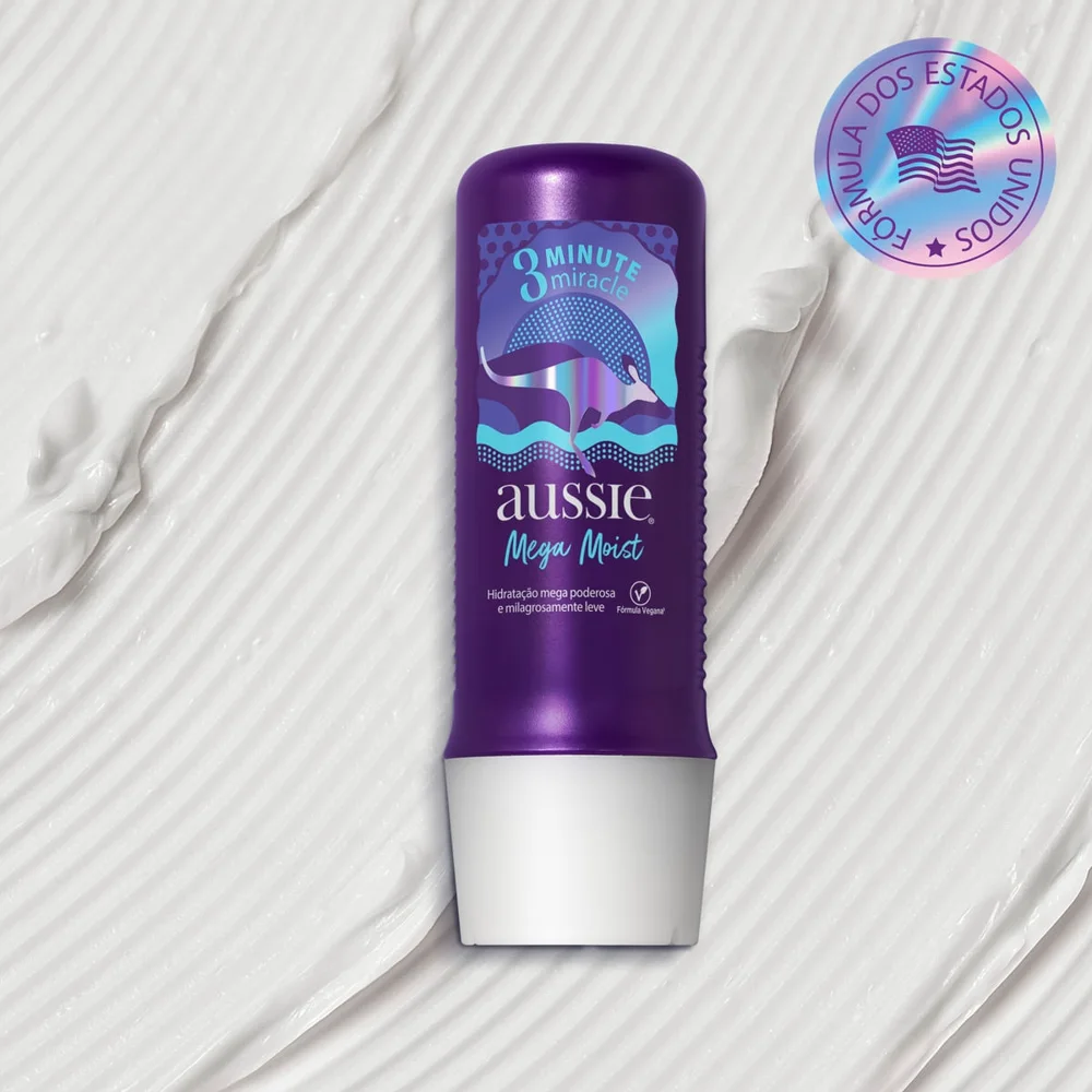 Creme de Tratamento Capilar Aussie 3 Minute Miracle Mega Moist Hidratação Intensa 236ml