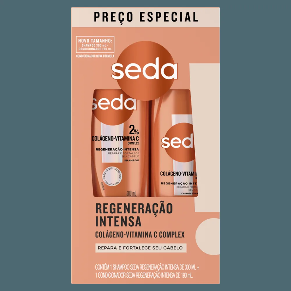 Kit Shampoo Seda by Niina Secrets Colágeno + Vitamina C 300ml 1 Uni + Condicionador  Colágeno + Vitamina C by Niina Secrets 190ml 1 Uni