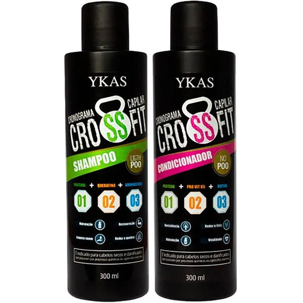 Ykas Crossfit Cronograma Capilar - Shampoo 300ml e Condicionador 300ml