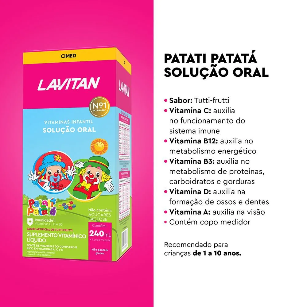 Vitamina Infantil Lavitan Solução Oral Tutti-Frutti Patati Patatá 240ML