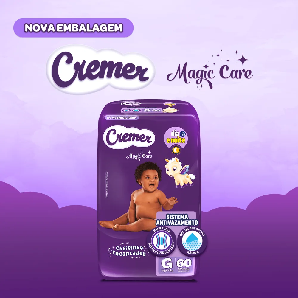 Fralda Cremer Magic Care Dia e Noite G 60 Unidades