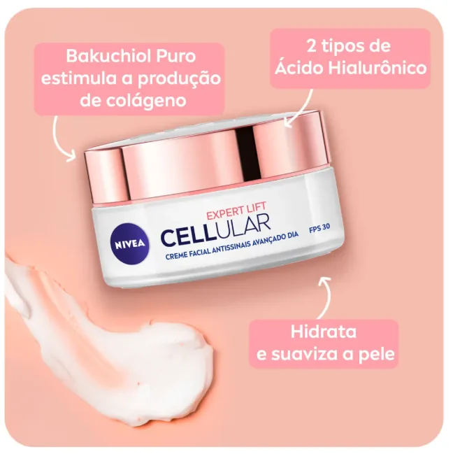 Creme Facial Antissinais Nivea Cellular Expert Lift Avançado Dia FPS30 50ml