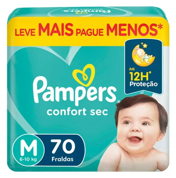 Fralda Pampers Confort Sec M 70 Unidades