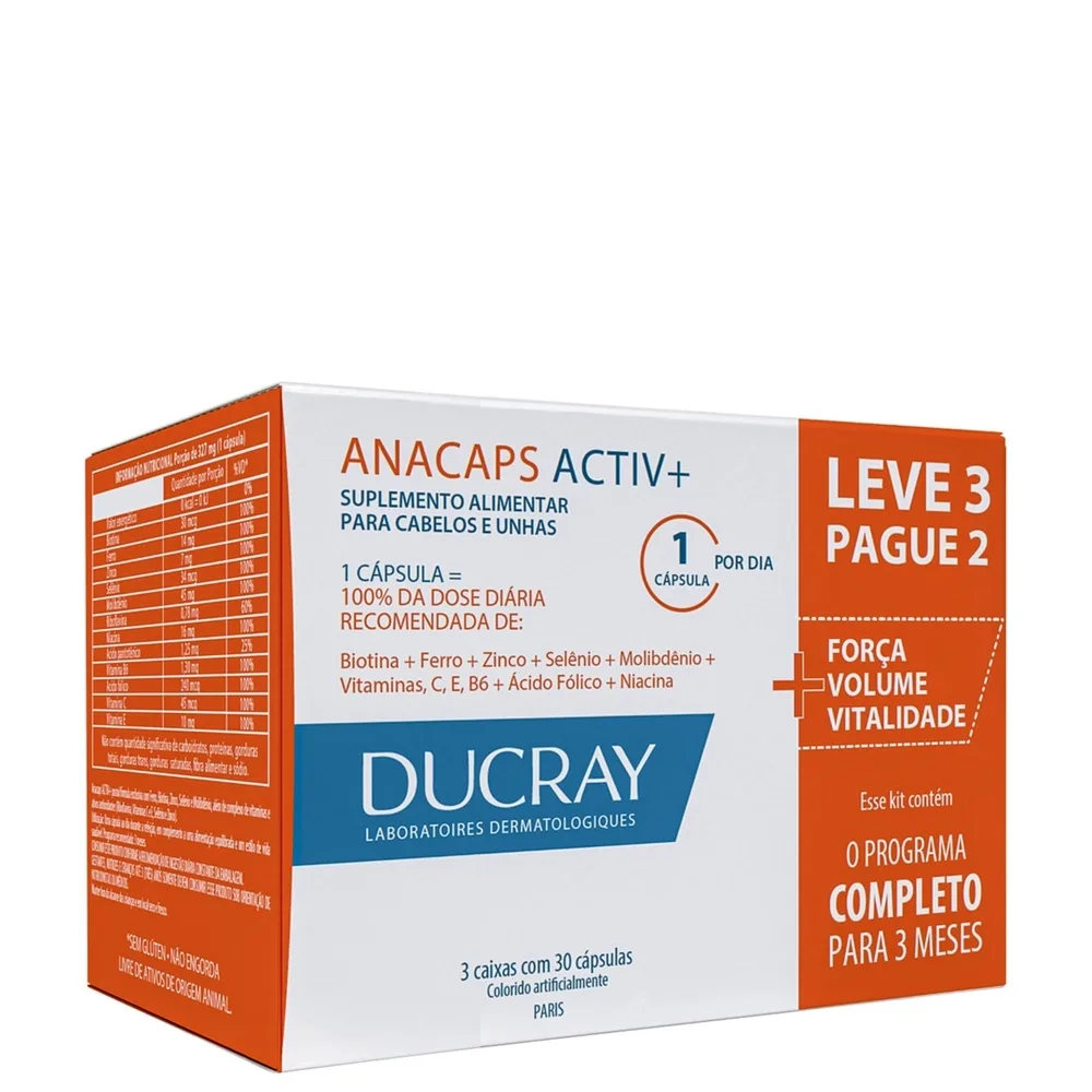 Kit ducray Anacaps Activ Antiqueda 3×30 Cápsulas